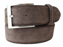 Hochwertiger Ledergürtel MADE IN ITALY braun veloursartig - Größe 120 (Breite ca. 4 cm)