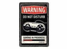 Deko-Blechschild / Retro-Reklameschild Gaming in progress schwarz/rot 30 x 20cm von Nostalgic-Art