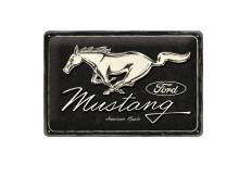 Deko-Blechschild / Retro-Reklameschild Ford Mustang - Horse Logo Black schwarz/weiß 20 x 30cm von Nostalgic-Art