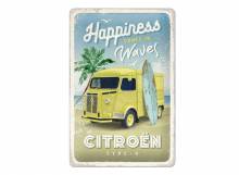 Deko-Blechschild / Retro-Reklameschild Citroen Type H - Happiness Comes In Waves blau/grün 30 x 20cm von Nostalgic-Art
