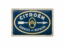 Deko-Blechschild / Retro-Reklameschild Citroen - Service & Repairs dunkelblau/hellgrau 20 x 30cm von Nostalgic-Art