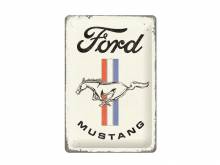 Deko-Blechschild / Retro-Reklameschild Ford Mustang - Horse & Stripes beige 30 x 20cm von Nostalgic-Art