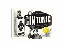 Deko-Blechschild / Retro-Reklameschild Gin Tonic weiß/schwarz 15 x 20cm von Nostalgic-Art
