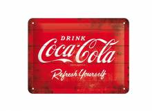 Deko-Blechschild / Retro-Reklameschild Coca-Cola - Logo Red Refresh Yourself rot/weiß 15 x 20cm von Nostalgic-Art