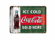 Deko-Blechschild / Retro-Reklameschild Coca-Cola - Ice Cold Sold Here grün/rot 15 x 20cm von Nostalgic-Art