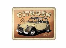 Deko-Blechschild / Retro-Reklameschild Citroen - 2CV beige/braun 15 x 20cm von Nostalgic-Art
