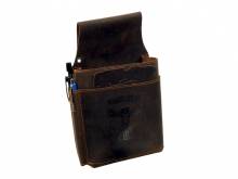 Gürteltasche/Kellnerbörsen-Holster etc. offen echt Rindleder Vintage-Look dunkelbraun von LandLeder