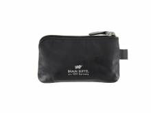Schlüsseltasche Gaucho Slim Rindleder schwarz vegetabil gegerbt mit Logo von Braun Büffel