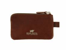 Schlüsseltasche Country Slim Rindleder mittelbraun vegetabil gegerbt mit Logo von Braun Büffel
