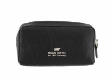 Schlüsseltasche Gaucho M Zip Rindleder schwarz vegetabil gegerbt mit Logo von Braun Büffel
