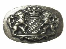 Gürtelschließe Metall altsilberfarben Bayerisches Wappen passend für Gürtelbreite 40 mm