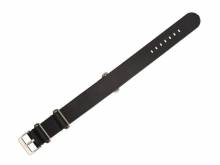 Uhrenarmband NATO 20mm schwarz Leder vegetabil gegerbt Durchzugsband von STAILER