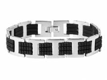 Schmuck-Armband Edelstahl/Kunststoff silberfarben/schwarz - Bandlänge ca. 21cm