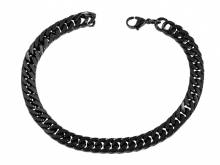 Schmuck-Armband Edelstahl Flachpanzerkette schwarz - Bandlänge ca. 21cm