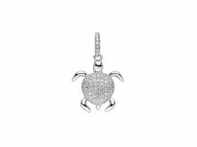 Schmuckanhänger/Halsschmuck Schildkröte mit Zirkonia-Steinen echt Silber 925 rhodiniert (26 x 17 mm)