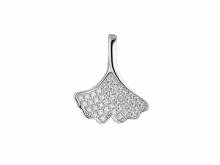 Schmuckanhänger/Halsschmuck Ginkgo mit Zirkonia-Steinen echt Silber 925 rhodiniert (19 x 17 mm)
