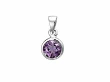 Schmuckanhänger/Halsschmuck Amethyst rund echt Silber 925 rhodiniert (7 x 7 mm)