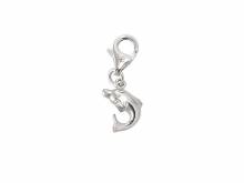 Dekorativer Charm-Anhänger Delfin echt Silber 925 rhodiniert mit Karabinerhaken