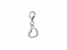Dekorativer Charm-Anhänger Herz echt Silber 925 rhodiniert mit Karabinerhaken