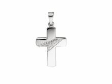 Schmuckanhänger/Halsschmuck Kreuz teilgehämmert echt Silber 925 rhodiniert (23 x 15 mm)