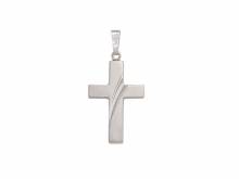 Schmuckanhänger/Halsschmuck Kreuz teilmattiert echt Silber 925 rhodiniert (31 x 19 mm)