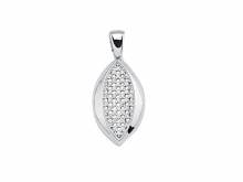 Schmuckanhänger/Halsschmuck Oval mit Zirkonia-Steinen echt Silber 925 rhodiniert (26 x 14 mm)