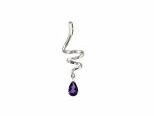 Schmuckanhänger/Halsschmuck Amethyst Tropfenform echt Silber 925 rhodiniert (40 x 12 mm)