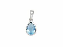 Schmuckanhänger/Halsschmuck Zirkonia blau Tropfenform echt Silber 925 rhodiniert (13 x 7 mm)