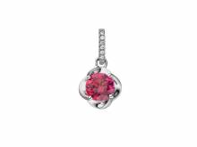 Schmuckanhänger/Halsschmuck Zirkonia pink/weiß rund echt Silber 925 rhodiniert (19 x 10 mm)