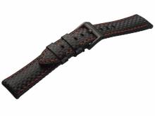 Hybridband Max Endurance Sport 22mm schwarz KarbonLook/Silikon rote Naht EASY-CLICK v. STAILER (Schließenanstoß 20 mm)