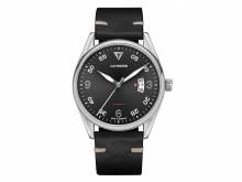 Automatik-Armbanduhr Junkers 9.04.01.08 Professor Edelstahl teilpoliert Ziffernblatt schwarz Leder-Uhrband (*JK*HU*)