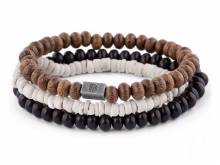 (Schmuck-) Armband-Set 3-teilig Kokosnuss/Holz dunkelbraun/braun/beige von LUCLEON - Bandlänge ca. 20cm