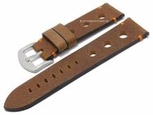 Watch strap Monaco 24mm brown antilope EASY-CLICK rustic oran. stitched ATELIER FERRER CHANNEL (width of buckle 22 mm)