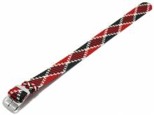 Uhrenarmband 22mm schwarz/rot/weiß Perlon/Textil Rautenmuster Durchzugsband