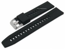 Watch strap 20mm black silicone smooth slightly curved ends with EASY-CLICK (width of buckle 20 mm)