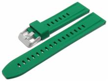Basic-watch strap EASY-CLICK 20mm green silicone with easy change spring bars (width of buckle 19 mm)