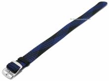 Uhrenarmband 22mm schwarz/blau gemustert Perlon/Textil Durchzugsband