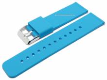 Basic-Uhrenarmband 22mm hellblau Silikon matt glatt mit Schnellwechsel-Stegen (Schließenanstoß 22 mm)