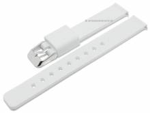 Basic-Uhrenarmband 12mm weiß Silikon matt glatt mit Schnellwechsel-Stegen (Schließenanstoß 12 mm)