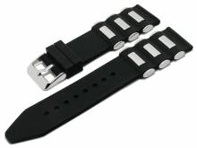 STYLE-TIPP: Uhrenarmband 20mm schwarz/silberfarben Silikon/Metall glatt (Schließenanstoß 18 mm)
