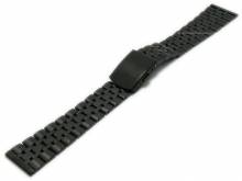 Preistipp: Uhrenarmband 16mm schwarz Edelstahl massiv teilweise poliert mit Faltschließe