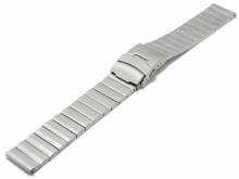Preistipp: Uhrenarmband 18mm silberfarben Edelstahl massiv matt mit Sicherheits-Faltschließe & Schnellwechsel-Stegen