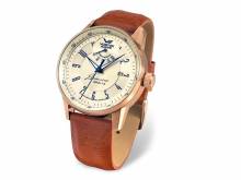 Automatik-Armbanduhr GAZ-14 Anzeige Gangreserve Edelstahl ros Ziffernblatt beige Lederband von VOSTOK EUROPE  (*VE*HU*)