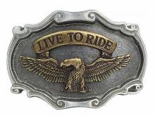 Gürtelschließe Metall bicolor Live to Ride passend für Gürtelbreite 40 mm
