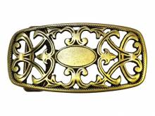 Gürtelschließe Metall altmessingfarben Ornament passend für Gürtelbreite 40 mm