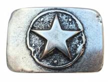 Gürtelschließe Metall altsilberfarben Scheriffstern-Motiv passend für Gürtelbreite 40mm