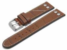 Watch strap Lindbergh 22mm auburn leather alligator grain light stitching (width of buckle 20 mm)
