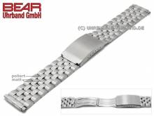 Watch strap 20-22mm stainless steel folded partly polished with telescopic ends by BEAR