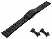 Watch strap (BrMA2104S) 18mm black stainless steel folded partly polished with multiple ends curved & straight by BEAR