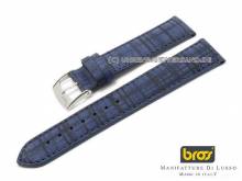Watch strap 24mm blue/black nubuck leather stitched by BROS (width of buckle 22 mm)